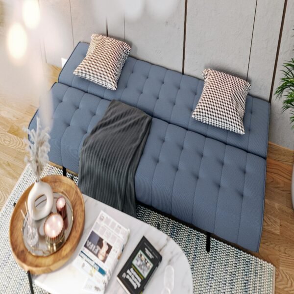 Naples Sofa cum Bed - Three Seater, Omega Blue