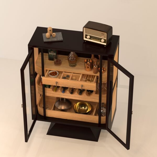 Classic Montage Multistorage Wooden Handmade Bar Cabinet