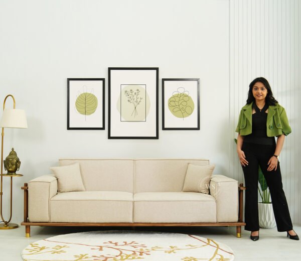 Saket 3 Seater Ash Wood Cane Sofa