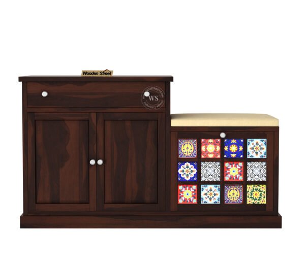 Boho Modern Wooden Shoe Rack With Seat