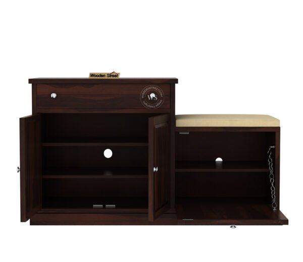 Boho Modern Wooden Shoe Rack With Seat