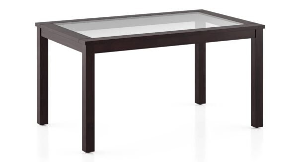 Floyd 6 Seater Dining Table, Glass Top, Finish - Mahogany With set of 6 Alaine Dining Chairs