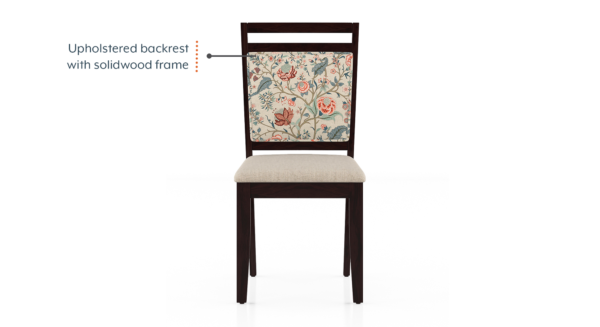 Floyd 6 Seater Dining Table, Glass Top, Finish - Mahogany With set of 6 Alaine Dining Chairs