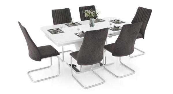 Caribu 4 to 6 Extendable - Ingrid (Fabric) 6 Seater Dining Table Set