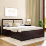 Ritz Solid Wood King Size Hydraulic Storage Bed in Mahogany Finish