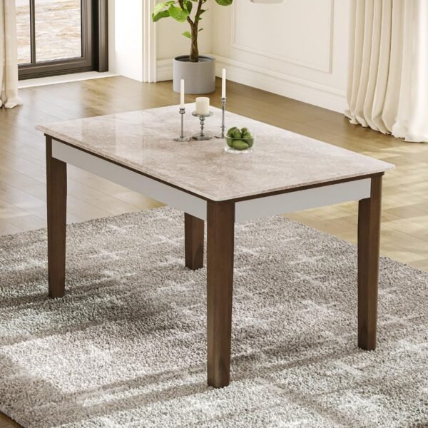 Nigella 4 Seater Italian Marble Dining Set - Napoli Tan