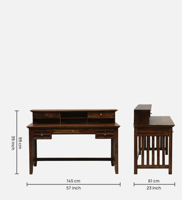 Bushley Sheesham Wood Writing Table in Scratch Resistant Provincial Teak Finish