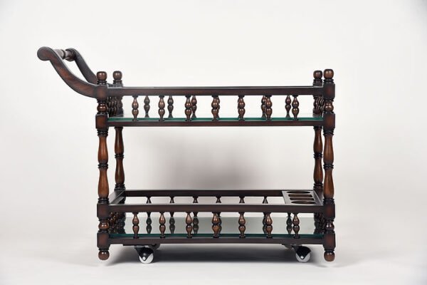 Raahat Teak Wood Tea Trolley On Wheels