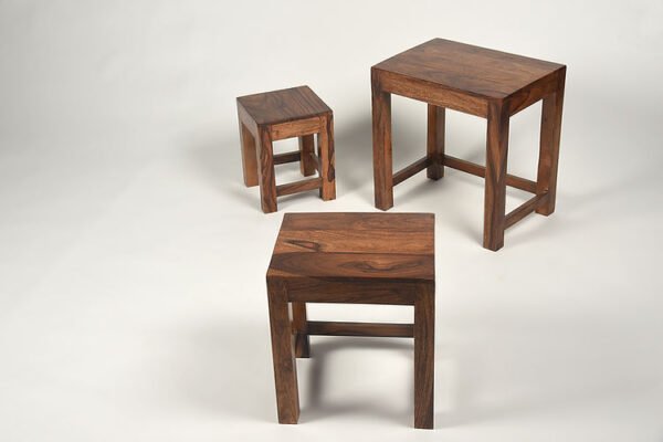 Jivaan Sheesham Wood Set Of 3 Stools