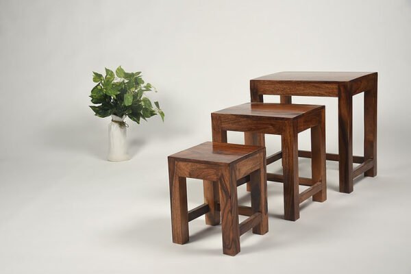Jivaan Sheesham Wood Set Of 3 Stools