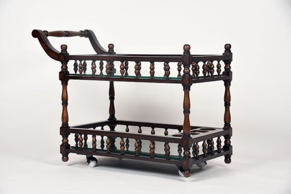 Raahat Teak Wood Tea Trolley On Wheels