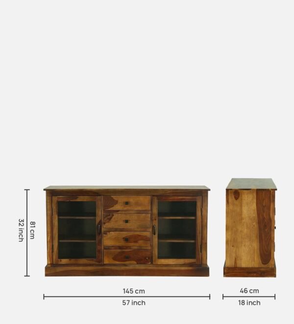 Barkston Sheesham Wood Crockery Unit In Provincial Teak Finish
