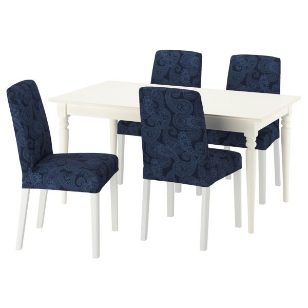 Table and 4 chairs, black/black Kvillsfors dark blue/blue