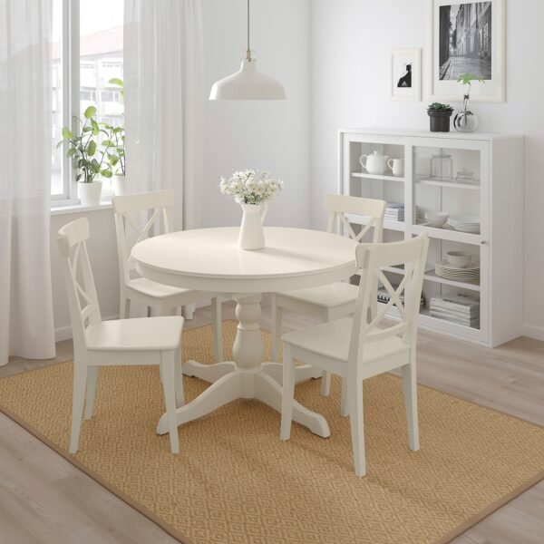 Table and 4 chairs, white/white,