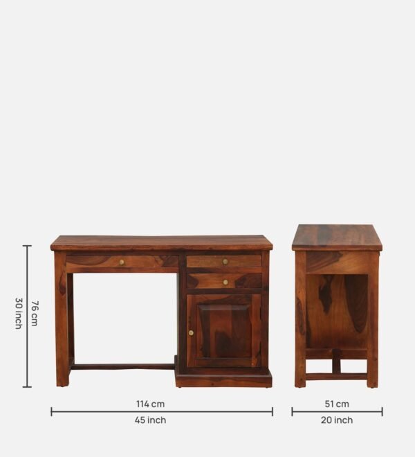 Bickington Sheesham Wood Writing Table In Honey Oak Finish