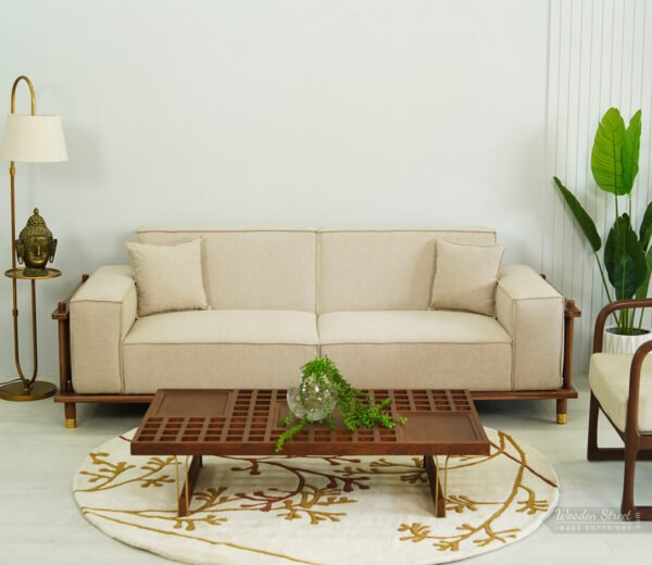 Saket 3 Seater Ash Wood Cane Sofa