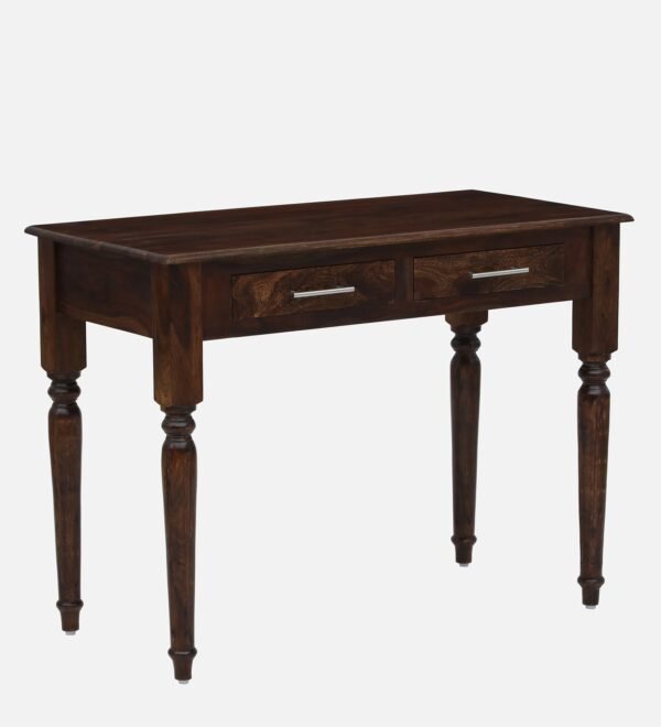 Sheraton Sheesham Wood Writing Table In Provincial Teak Finish With Drawers