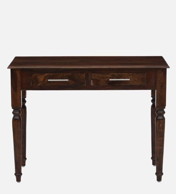 Sheraton Sheesham Wood Writing Table In Provincial Teak Finish With Drawers
