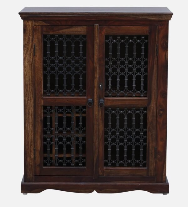 Stafford Sheesham Wood Bar Cabinet In Scratch Resistant Provincial Teak Finish